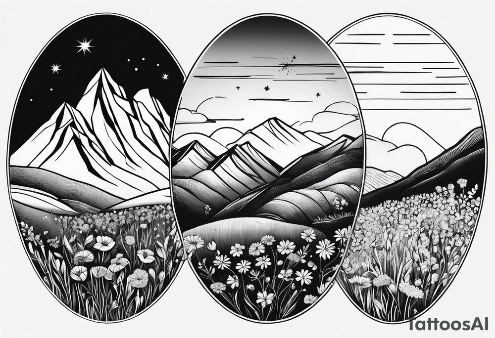 hills, wildflowers, sunshine, small on forearm, fine lines tattoo idea hills, wildflowers, sunshine, small on forearm, fine lines tattoo idea