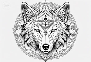 Futuristic design for Virgo zodiac sign and wolves tattoo idea