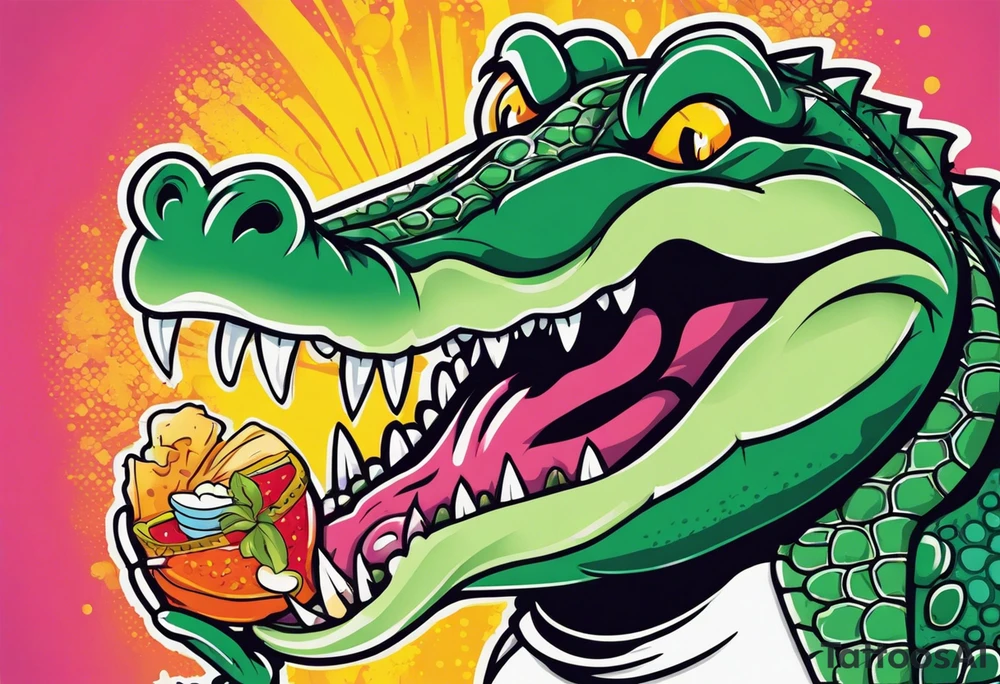Alligator eating a human tattoo idea