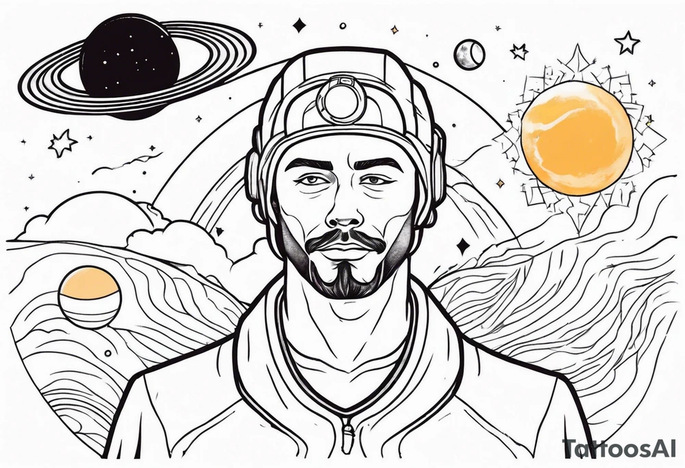 Man,solar, planet space tattoo idea