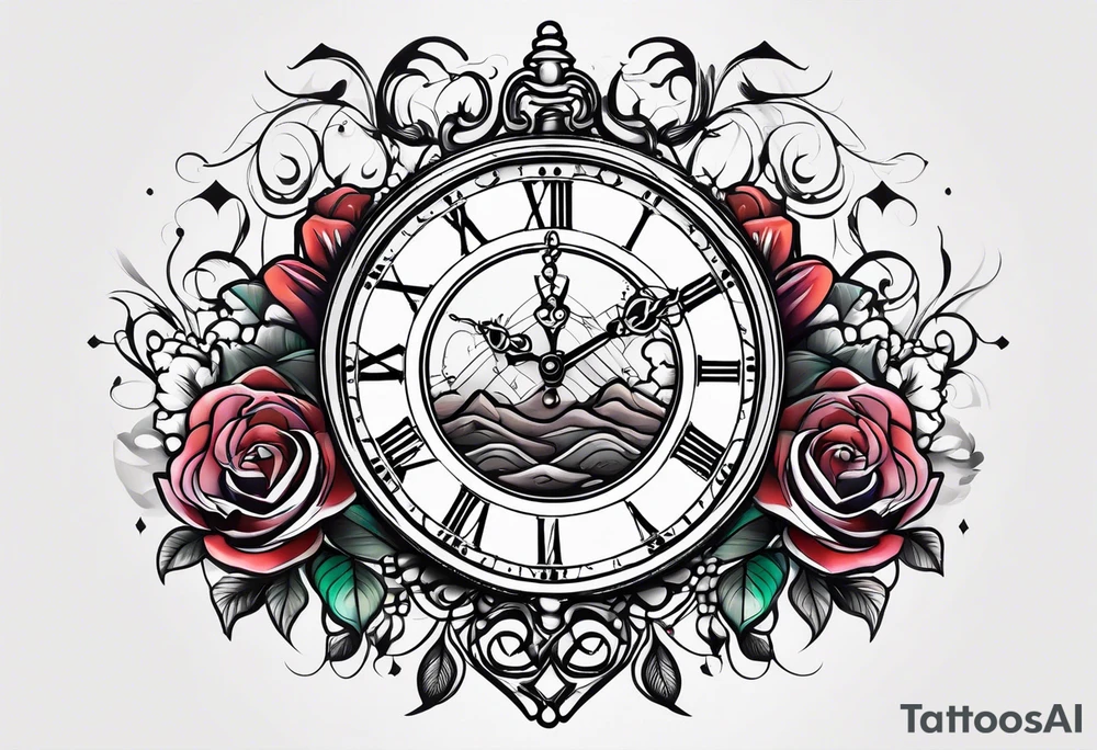 Heartbeat clock lines tattoo idea