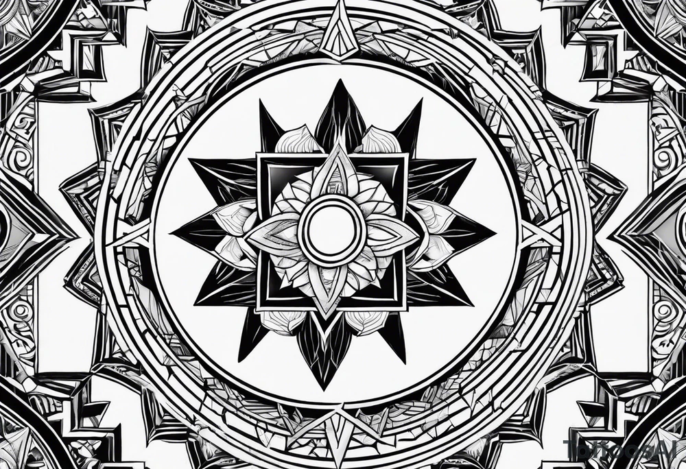 sun and moon sacred geometry tattoo idea