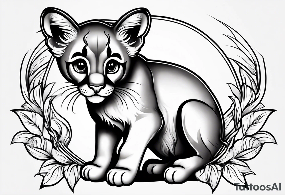 super cute cartoon cougar
cub blank background tattoo idea