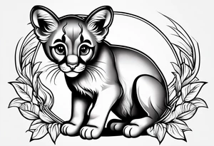super cute cartoon cougar
cub blank background tattoo idea