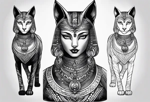 Bastet woman standing tattoo idea