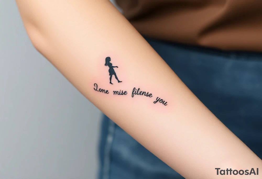 Silhouette of a mother passing 2 flames to two daughters tattoo idea