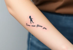 Silhouette of a mother passing 2 flames to two daughters tattoo idea