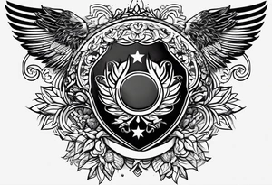 A thigh tattoo, symbol of feminism, strength, motherhood. Army, medical, psychology, police. tattoo idea