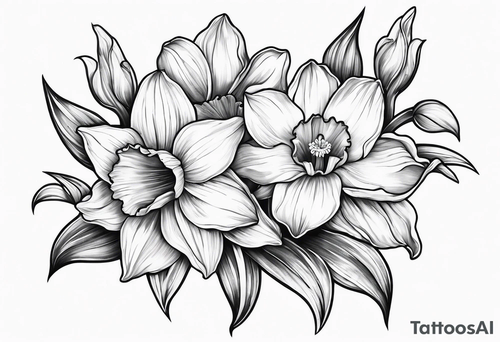 Daffodil birth flower chain tattoo idea