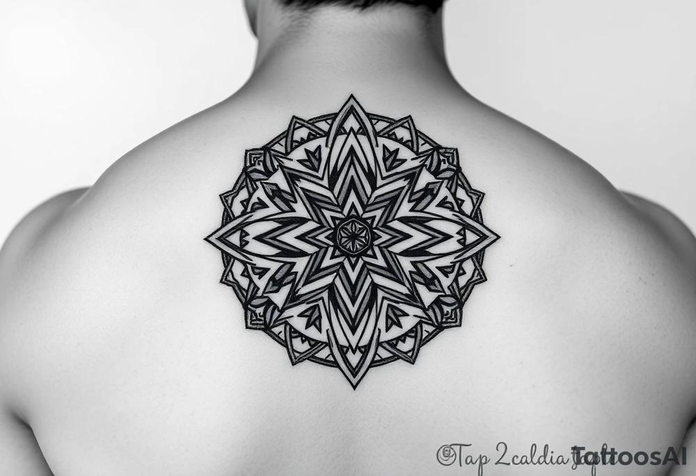 Polynesian geometric shield small neurodiversity tattoo idea