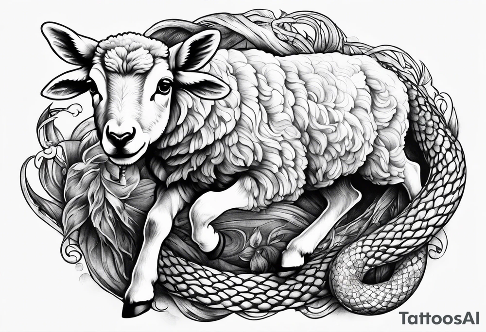 Tattoo of lamb stomping on a snake tattoo idea