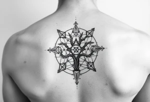 Sephiroth tree tattoo with sacred geometry and cosmic elements 10 Sephiroth Kabbala tattoo idea