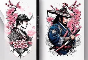 United States Marine and Samurai with cherry blossom tattoo idea