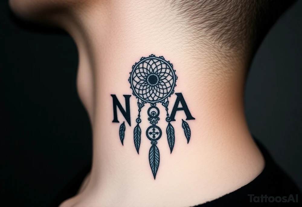 Nia letters with a dreamcatcher tattoo idea