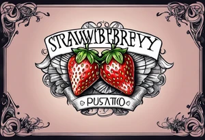 One strawberry wrapped in banner saying Pops tattoo idea