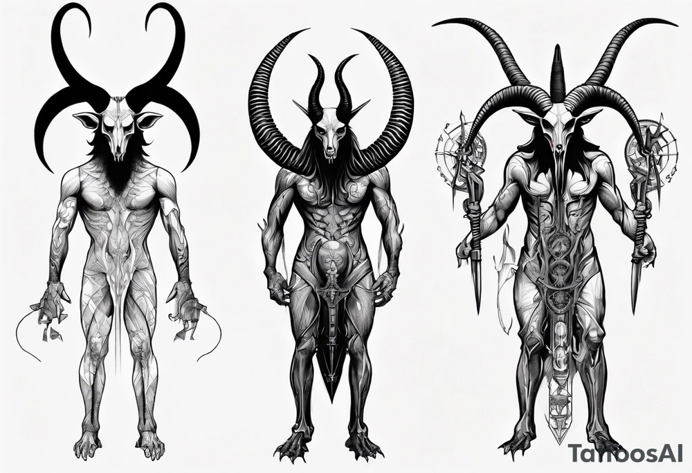 Baphomet standing full body tattoo idea