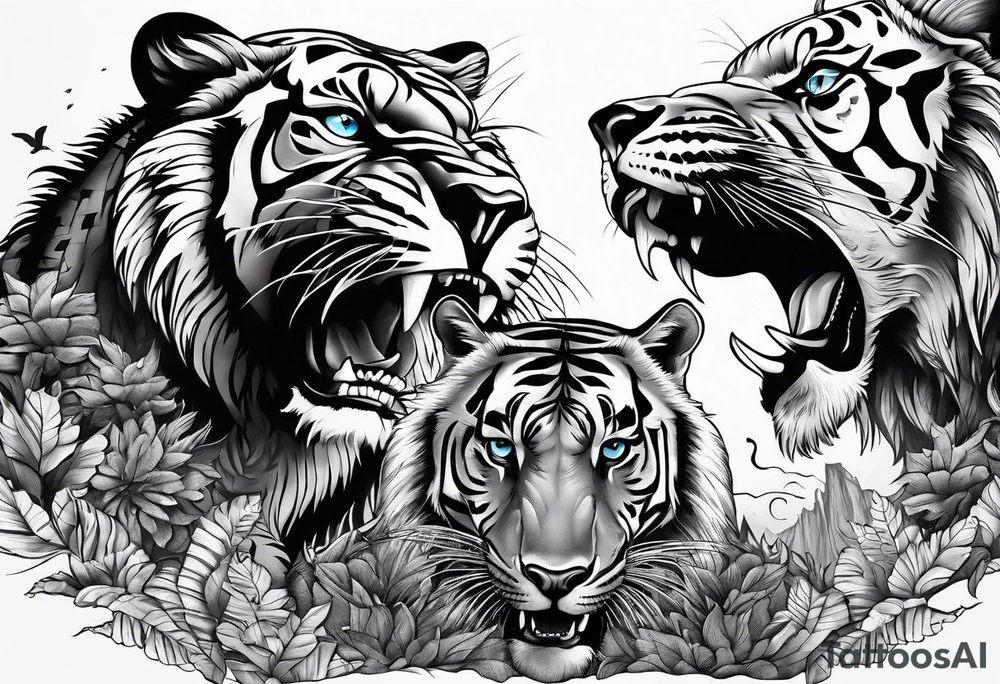 Different apex predators in their habitat tattoo idea