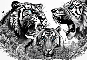 Different apex predators in their habitat tattoo idea