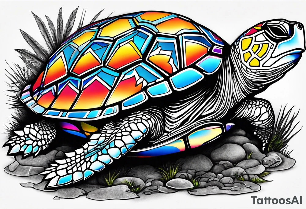 potawatomi turtle with the name sam incorporated into thje shell design tattoo idea