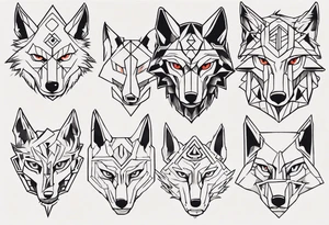 wolf head in zelda style tattoo idea