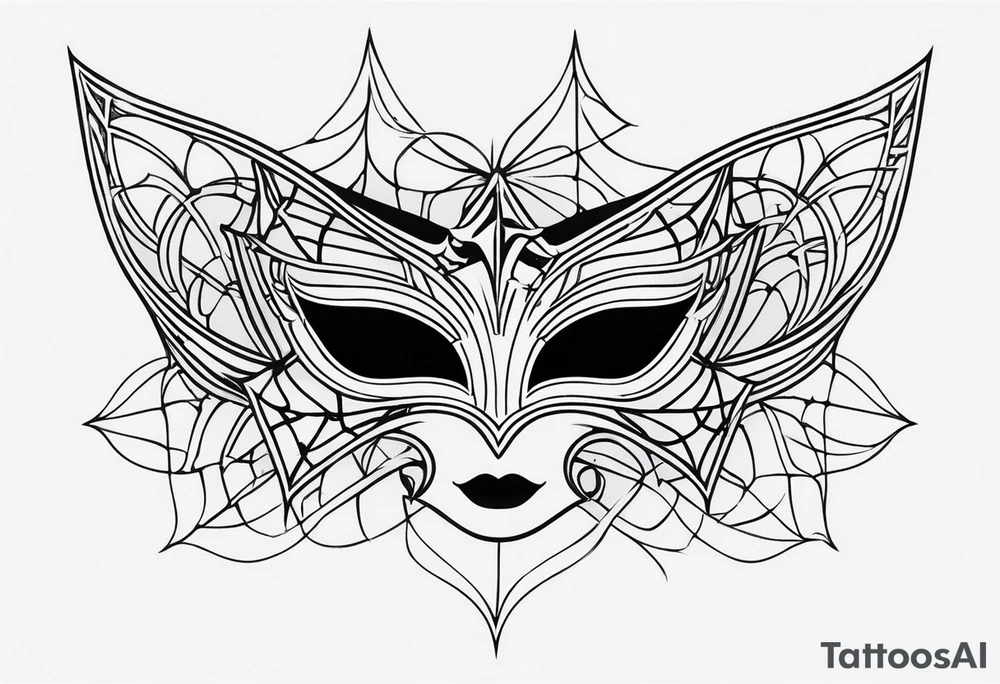 masquerade mask with spider webs tattoo idea