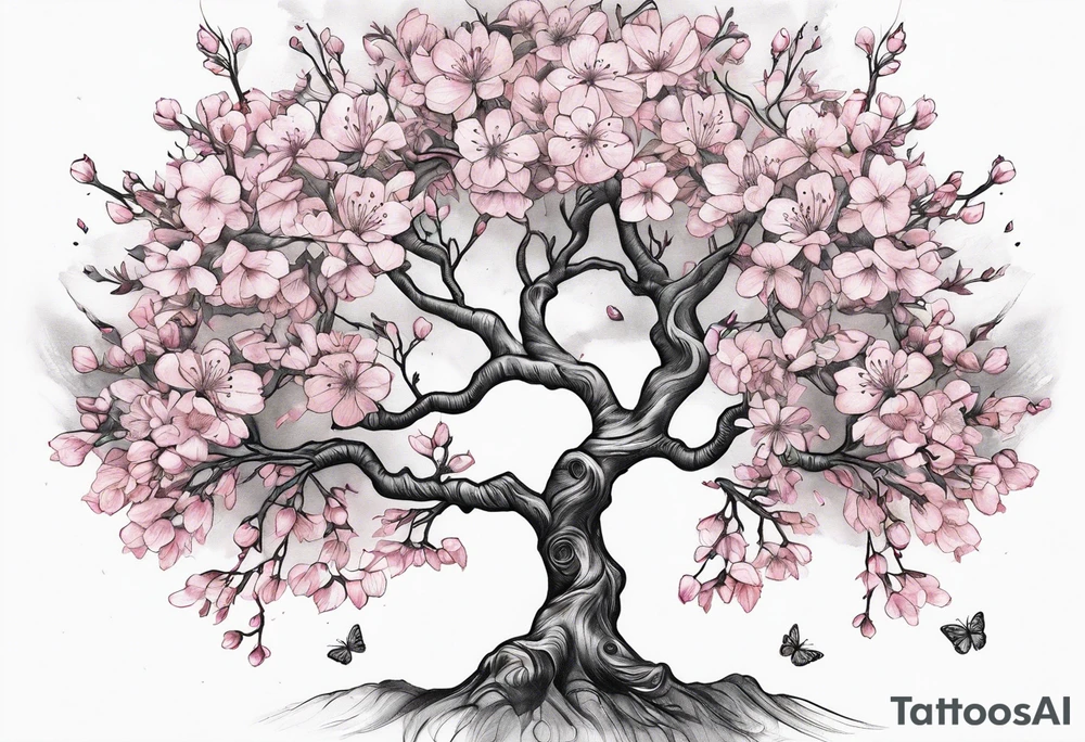 Tree of life cherry blossoms tattoo idea