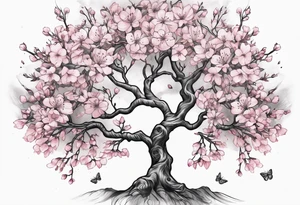 Tree of life cherry blossoms tattoo idea