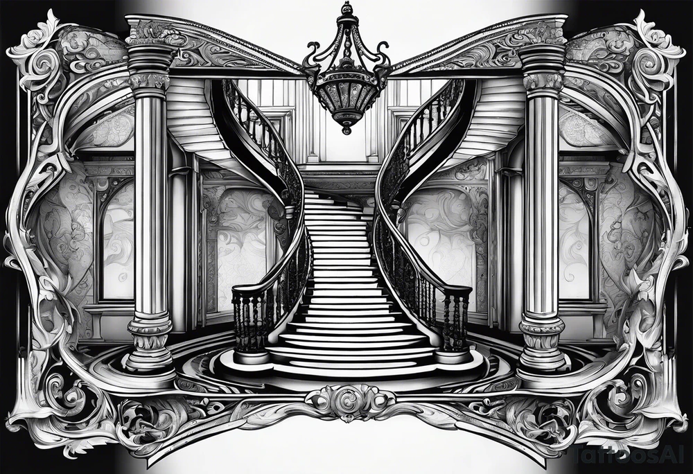 Antique spiral stair case tattoo idea
