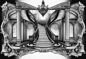 Antique spiral stair case tattoo idea