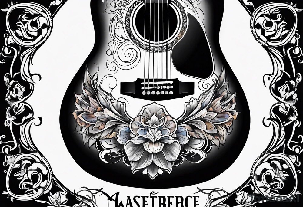 Acoustic guitar design tattoo idea