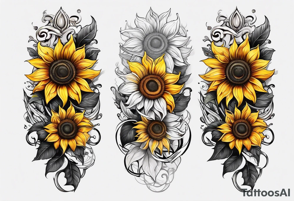 Sunflower viking sleeve tattoo idea