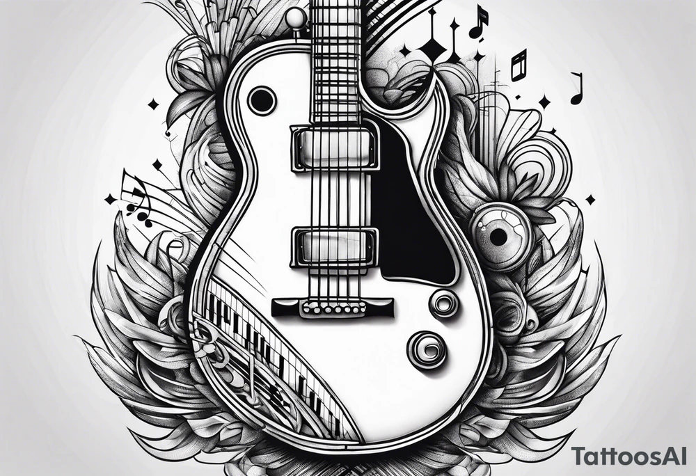 music guitar piano microphone tattoo idea
