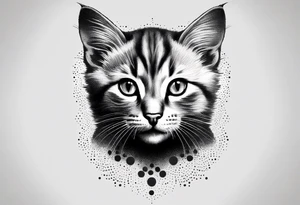 “Design a minimalist tattoo of a playful kitten, capturing its curious expression with simple lines and minimal detail. tattoo idea