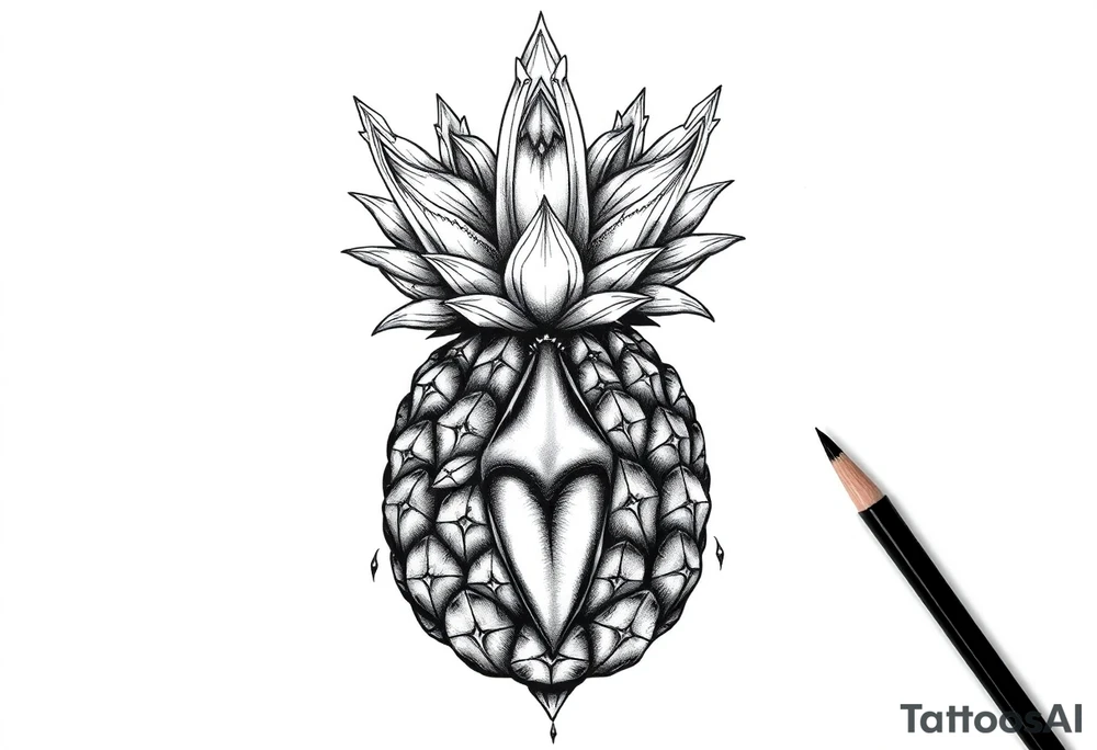 Majestic crown pineapple with
vagina and anus , tattoo idea