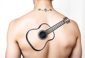 Line traditional American acoustic guitar tattoo idea