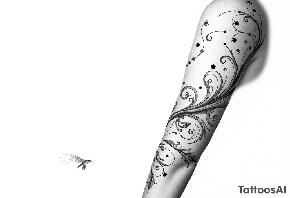 Smokey astral Celestial flowing swirling designs tattoo idea