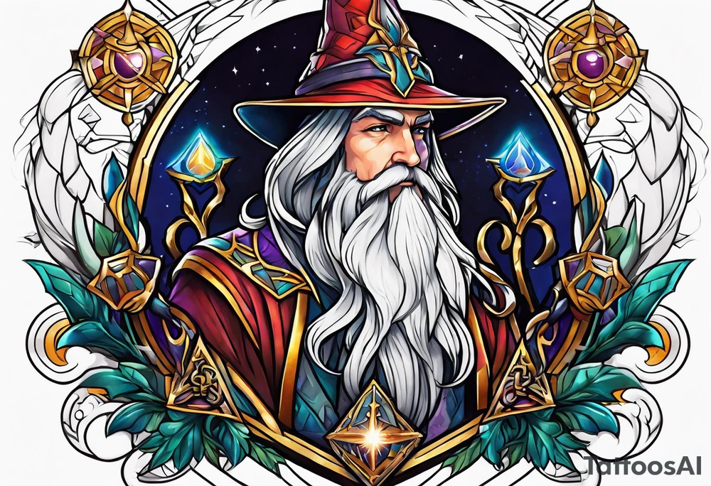 wizard chest piece tattoo idea