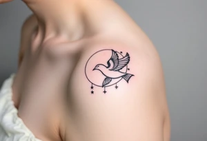 Wolf moon stars dove tattoo idea