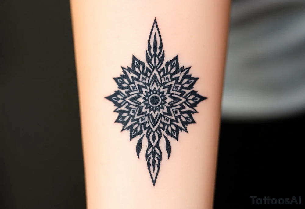 big spiritual feather indian mandala shaman tattoo idea