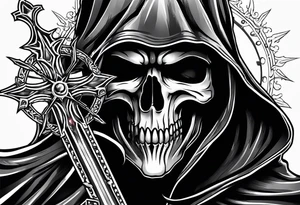 Grim reaper holding a snow flake tattoo idea