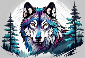 wolf mountain tattoo idea