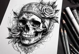 Unique tattoo design featuring a skull emerging from the skin with strap on the mouth that appears to be releasing or breaking free from its constraints. tattoo idea