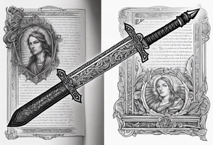 Sword wrapped in bible verses tricep tattoo idea