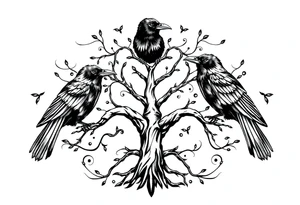 Irish family tree with 3 ravens tattoo idea