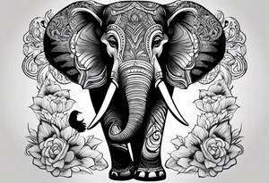 A Thai style design that is round and with an Asian elephant head facing forwards tattoo idea