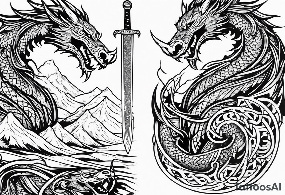 Viking sword Valhalla dragon tattoo idea