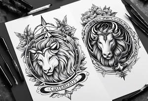 Aquarius and Sagittarius over 2 Leo and 2 Capricorn tattoo idea