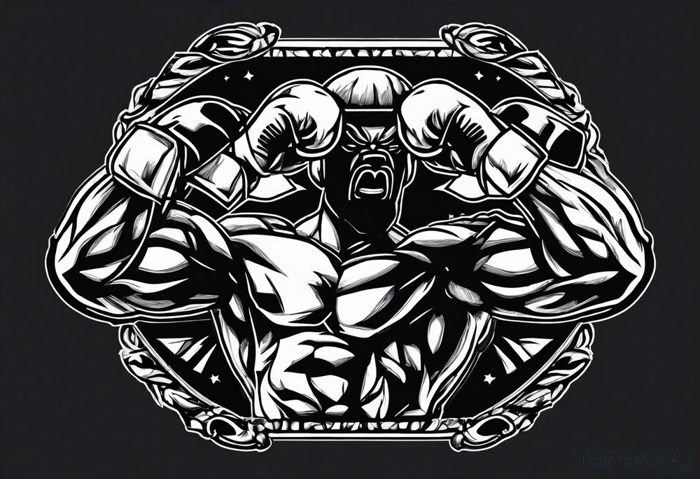 A boxer punching a punching back made out of a sack of potatoes tattoo idea