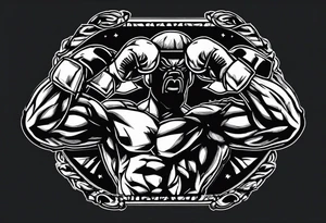 A boxer punching a punching back made out of a sack of potatoes tattoo idea