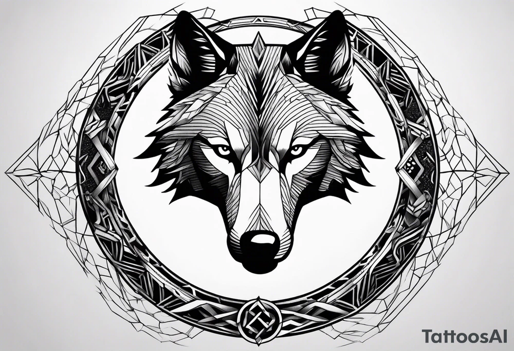 broken Ouroboros with wolf in the middle tattoo idea
